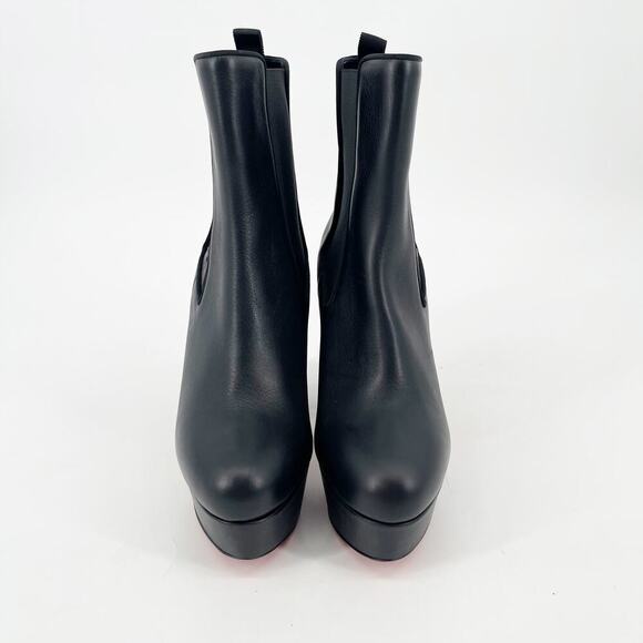 Christian Louboutin Black Movidastic 130 Leather Platform Chelsea Boot EU 39.5 - Picture 5 of 13